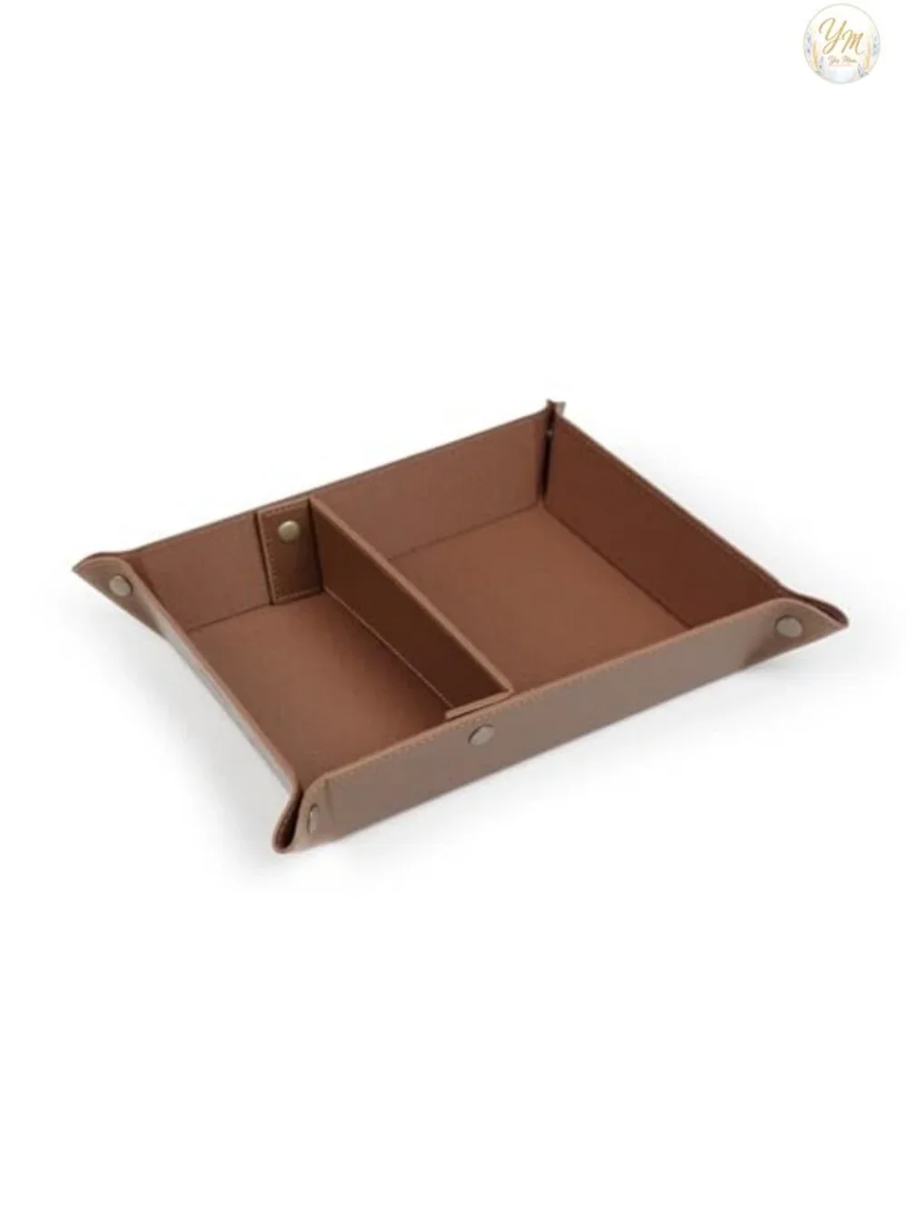 PU Leather Valet Tray for Men, EDC Catchall, Folds Flat for Travel, Nightstand
